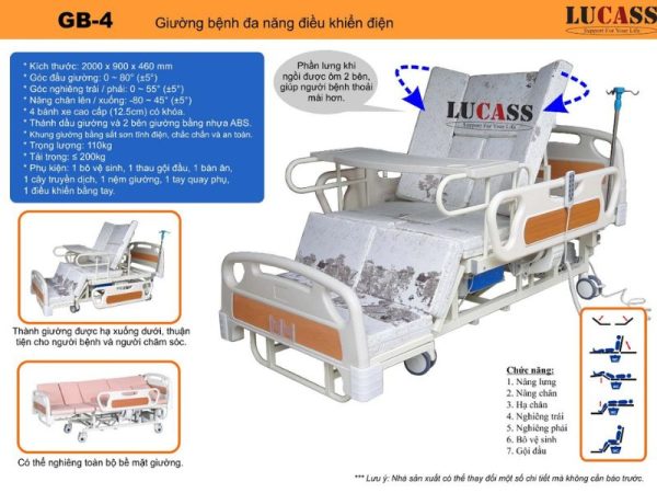 Giường bệnh nhân đa năng điện cơ Lucass GB-4