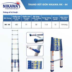 Thang nhôm rút đơn Nikawa NK-44